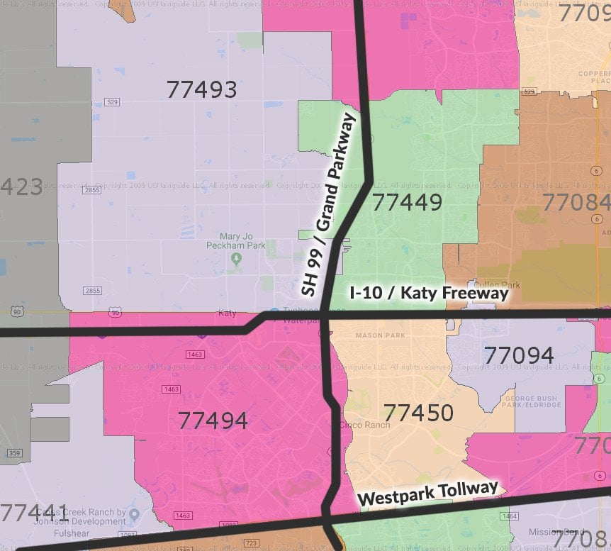 North Houston Area Zip Code Map - XYZ de Code