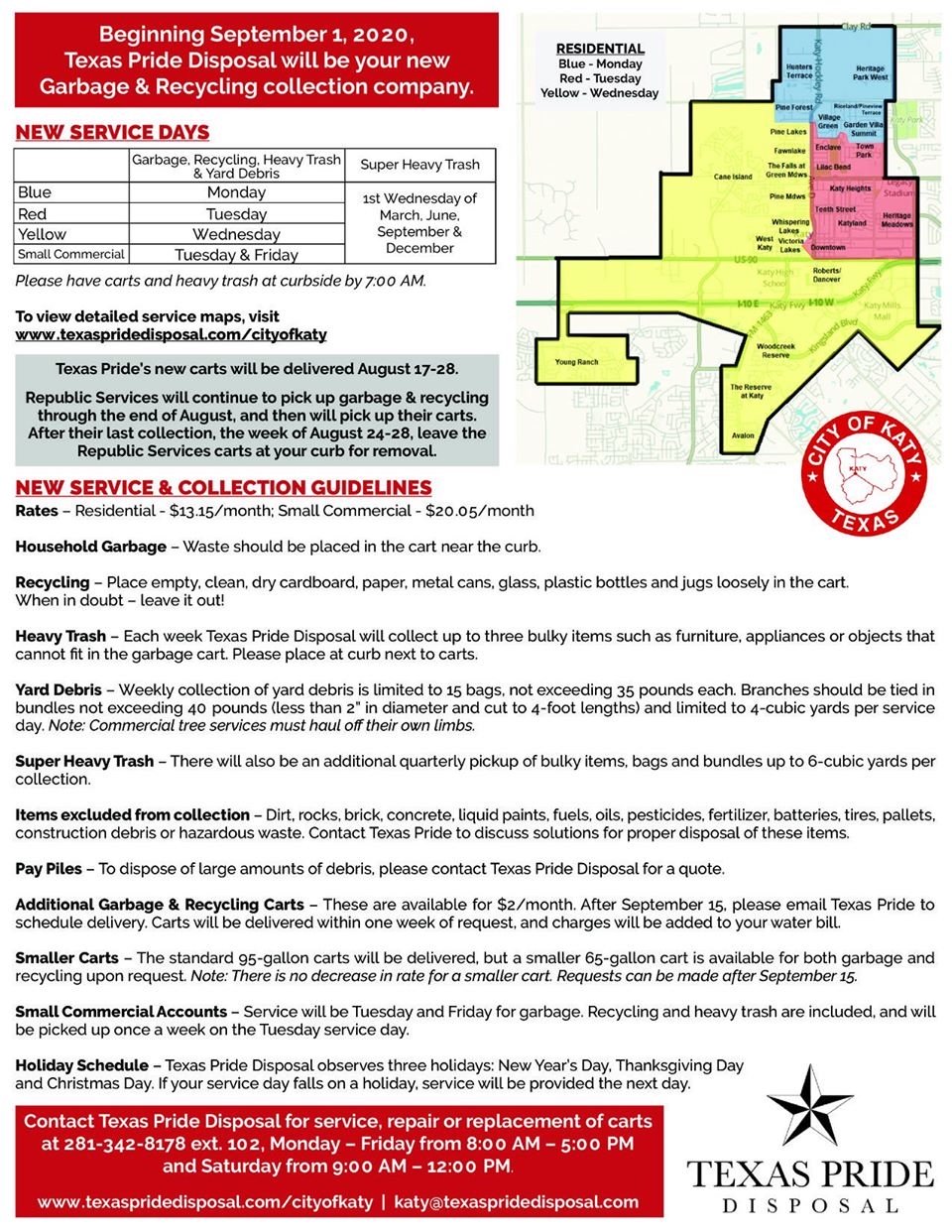 New Garbage and Recycling Provider for the City of Katy