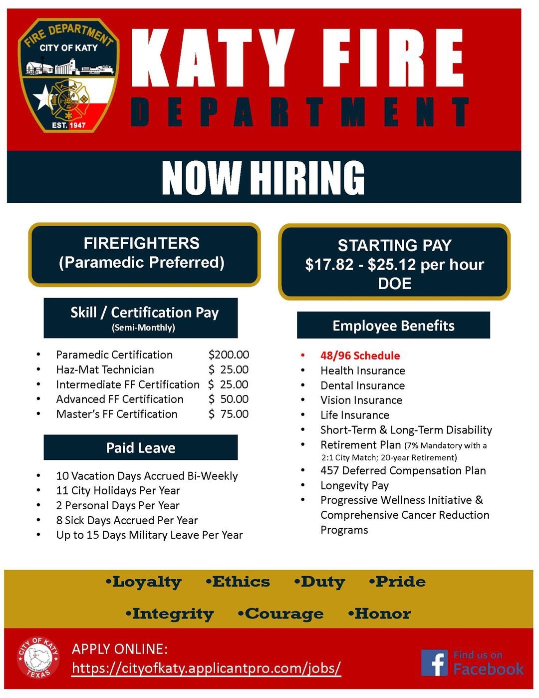 The Katy Fire Department Is Hiring 