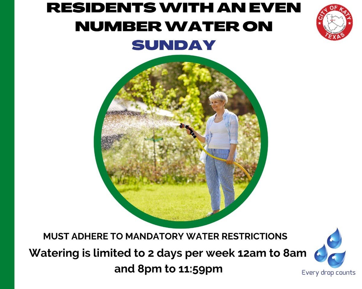 Watering for Katy residents on Sundays